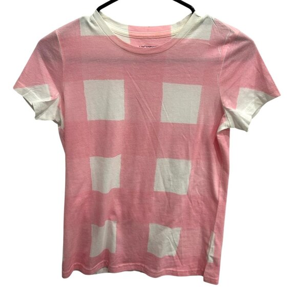Liz Claiborne Pink White Geometric Print T-Shirt Sz XS - Picture 1 of 10